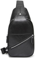 Чоловіча сумка-слінг шкіряна Tiding Bag Чорна — MK09983, Черный