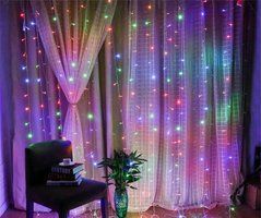 Гірлянда світлодіодна Водоспад 280 LED, прозорий шнур 3х1,5 м (Мультиколор) зі з'єднувачем, Мультиколор