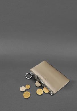 Шкіряна монетниця / міні-косметичка 3.0 світло-бежева краст, Бежевий