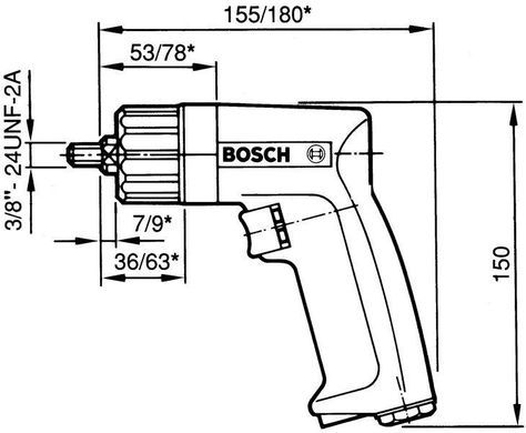 Дрель пневматична Bosch, 6 мм (реверс)