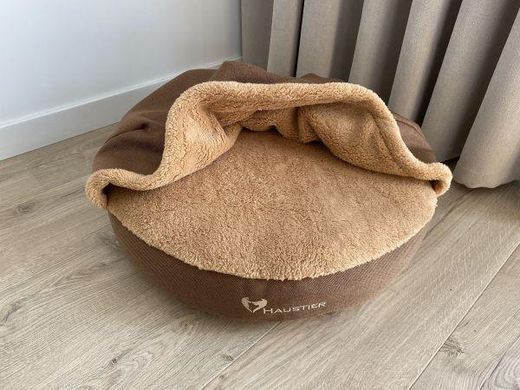 Лежак для Собак и Котов Lounge Honey с капюшоном M диаметр 80см
