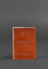 Шкіряна обкладинка для військового квитка 7.0 світло-коричнева, Коричневий, натуральна шкіра Краст, прозора перегородка - пластифікований ПВХ (полівінілхлорид)