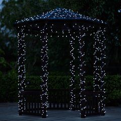 Новорічна гірлянда вулична 30 м 300 LED з сонячною батареєю чорний провід Білий SB300L30MBW