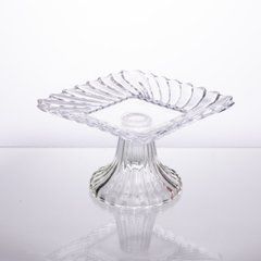 Тортівниця скляна квадратна на ніжці, 16&times;16 см прозора 64486-15, Прозрачный