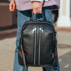 Міський чорний жіночий рюкзак з натуральної шкіри Tiding Bag - 78736