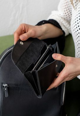 Кожаный кошелек Smart Wallet черный крост