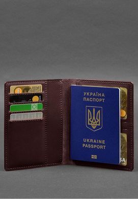 Кожаная обложка-органайзер для документов 6.1 бордовый краст