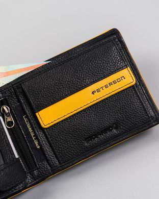 Кошелек мужской кожаный Peterson PTN 304.03 BL+YELL черный