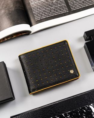 Кошелек мужской кожаный Peterson PTN 304.03 BL+YELL черный