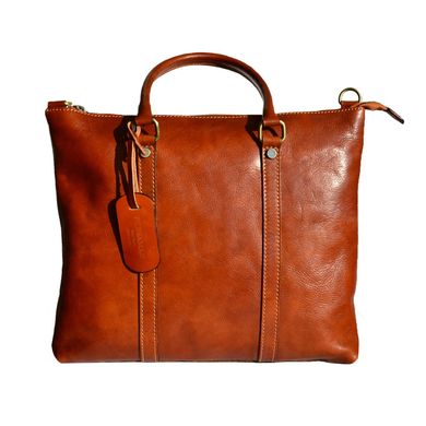 Мужская кожаная сумка-портфель 2121 Italian fabric bags cognac