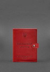 Шкіряна обкладинка-портмоне для військового квитка 15.0 червона, натуральна шкіра Краст, прозора перегородка - пластифікований ПВХ (полівінілхлорид)
