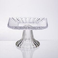 Тортівниця скляна квадратна на ніжці, 16&times;16 см 64486-17, Прозрачный