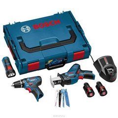 Акумуляторний набір Bosch 12V-2-Li (шуруповерт GSR+шабельна пила GSA 12V-Li+ліхтар GLI) L-Boxx