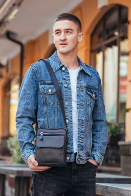 Сумка чоловіча шкіряна черная через плече Tiding Bag SK 718393, Черный