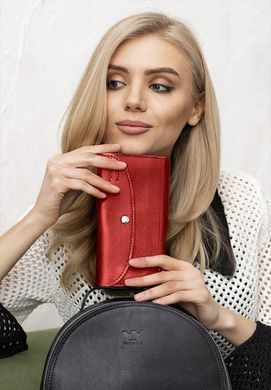 Кожаный кошелек Smart Wallet красный краст