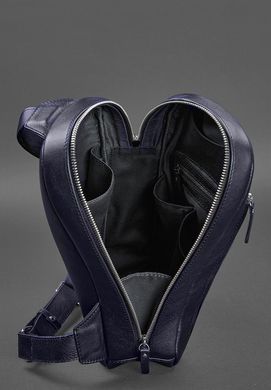 Темно-синій шкіряний чоловічий рюкзак на одне плече Chest Bag