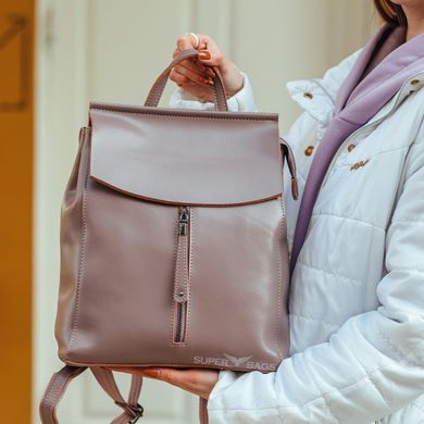 Жіночий рюкзак-сумка з натуральної шкіри пудровий від Olvia Leather NWBP - 43291