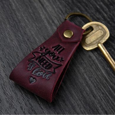 Шкіряний брелок All you need is love, Натуральна шкіра