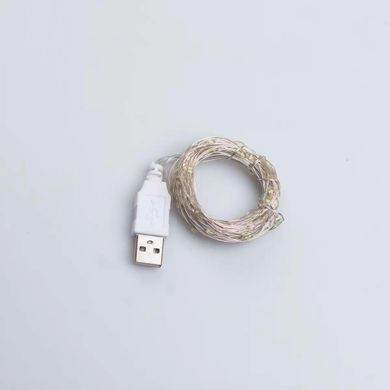 Гирлянда роса 10 метров USB на 100 led светодиодов капля белый провод белая USB100L10MWW