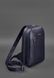 Темно-синій шкіряний чоловічий рюкзак на одне плече Chest Bag