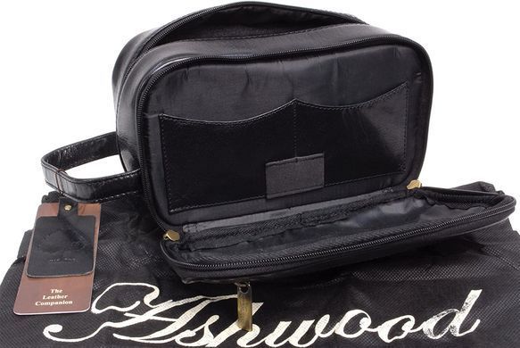 Несессер мужской кожаный (косметичка мужская) Ashwood 2080 BLACK черный
