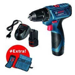 Акумуляторна дриль-шуруповерт Bosch Professional GSR 120-LI 12В 2х1.5 Ач Li-Ion + Набір біт 11 шт. + Набір