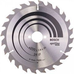 Пильний диск Bosch Optiline Wood 200&times;2,8&times;30 мм, 24 ATB (2608640618)