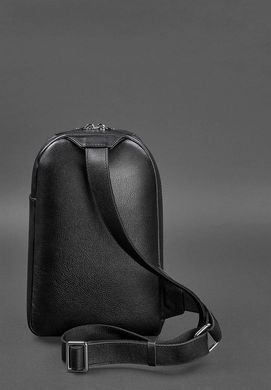 Черный кожаный мужской рюкзак на одно плечо Chest Bag