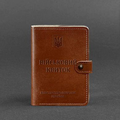 Шкіряна обкладинка-портмоне для військового квитка 15.0 світло-коричнева, Коричневий, натуральна шкіра Краст, прозора перегородка - пластифікований ПВХ (полівінілхлорид)