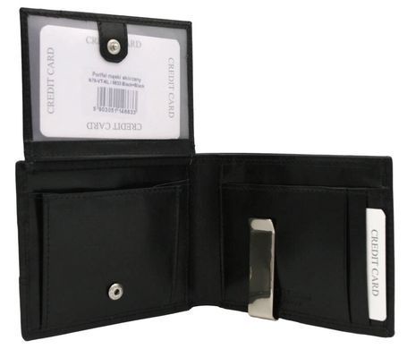 Кошелек-зажим для денег мужской кожаный ROVICKY N79-VT-NL BL-BLACK черный