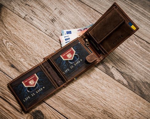 Гаманець чоловічий шкіряний Peterson PTN 304-P-UP UA-HUNTER коричневий