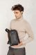 Черный кожаный мужской рюкзак на одно плечо Chest Bag
