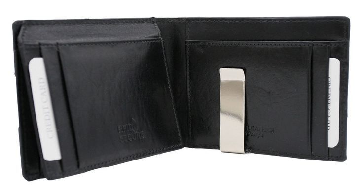 Кошелек-зажим для денег мужской кожаный ROVICKY N79-VT-NL BL-BLACK черный