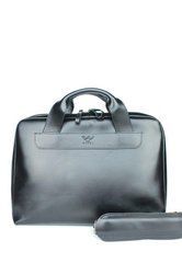Шкіряна ділова сумка Attache Briefcase чорний, Натуральна шкіра
