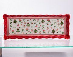 Блюдо сервировочное новогоднее для закусок Merry Christmas 36.5&times;13&times;3 (см) из фарфора CR-1-16