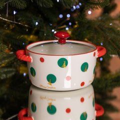 Супница фарфоровая Christmas Tree новогодняя 800 (мл) с крышкой Yiwu FM-CS-9D