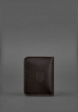Кожаная обложка для ID-паспорта и водительского усадки 4.1 коричневая с гербом Украины