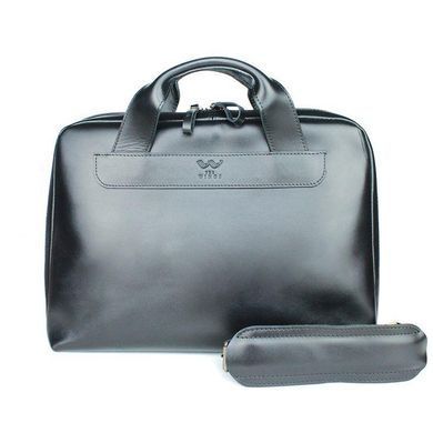 Шкіряна ділова сумка Attache Briefcase чорний, Натуральна шкіра
