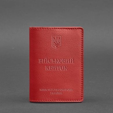 Шкіряна обкладинка для військового квитка 7.0 червона, натуральна шкіра Краст, прозора перегородка - пластифікований ПВХ (полівінілхлорид)