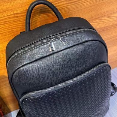 Рюкзак мужской из натуральной кожи 30х41х12, городская сумка на спину для ноутбука Tiding Bag черная