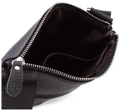 Стильна сумка-месенджер з натуральної шкіри чорна, Черный