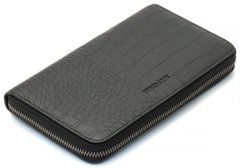 Чорний гаманець-клатч на блискавці з блоком під картки із натуральної шкіри Marco Coverna MCJP-5901A, Черный