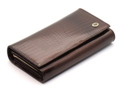 Чорний лаковий багатофункціональний гаманець з натуральної шкіри ST Leather S8001A, Коричневий