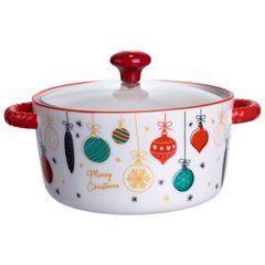 Супница фарфоровая Merry Christmas новогодняя 800 (мл) с крышкой Yiwu FM-CS-9B