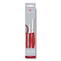 Кухонний набір Victorinox SwissClassic Paring Set With Peeler, 3 предмета (Vx67111.31), Червоний