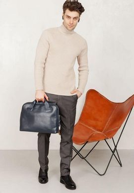 Шкіряна ділова сумка Attache Briefcase синій, Синий, Натуральна шкіра