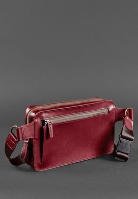 Кожаная поясная сумка Dropbag Maxi бордовая Krast