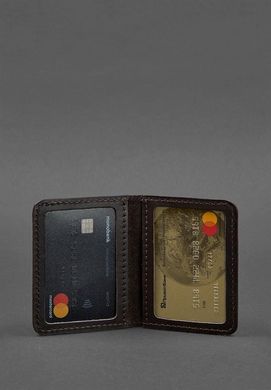Шкіряна обкладинка для ID-паспорта і водійського повсідчення 4.0 карбон коричнева, Коричневий, Натуральна шкіра