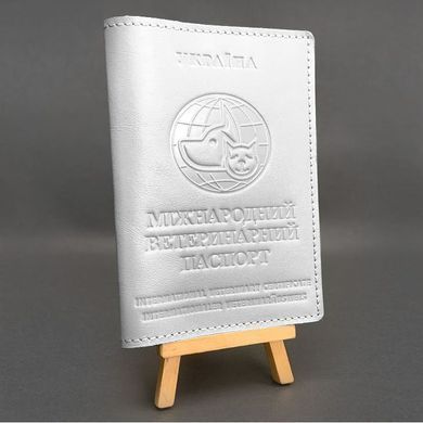 Кожаная обложка на ветеринарный паспорт белая
