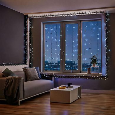 Новогодняя гирлянда уличная 50 м 500 LED с солнечной батареей черный провод Белый SB500L50MBW